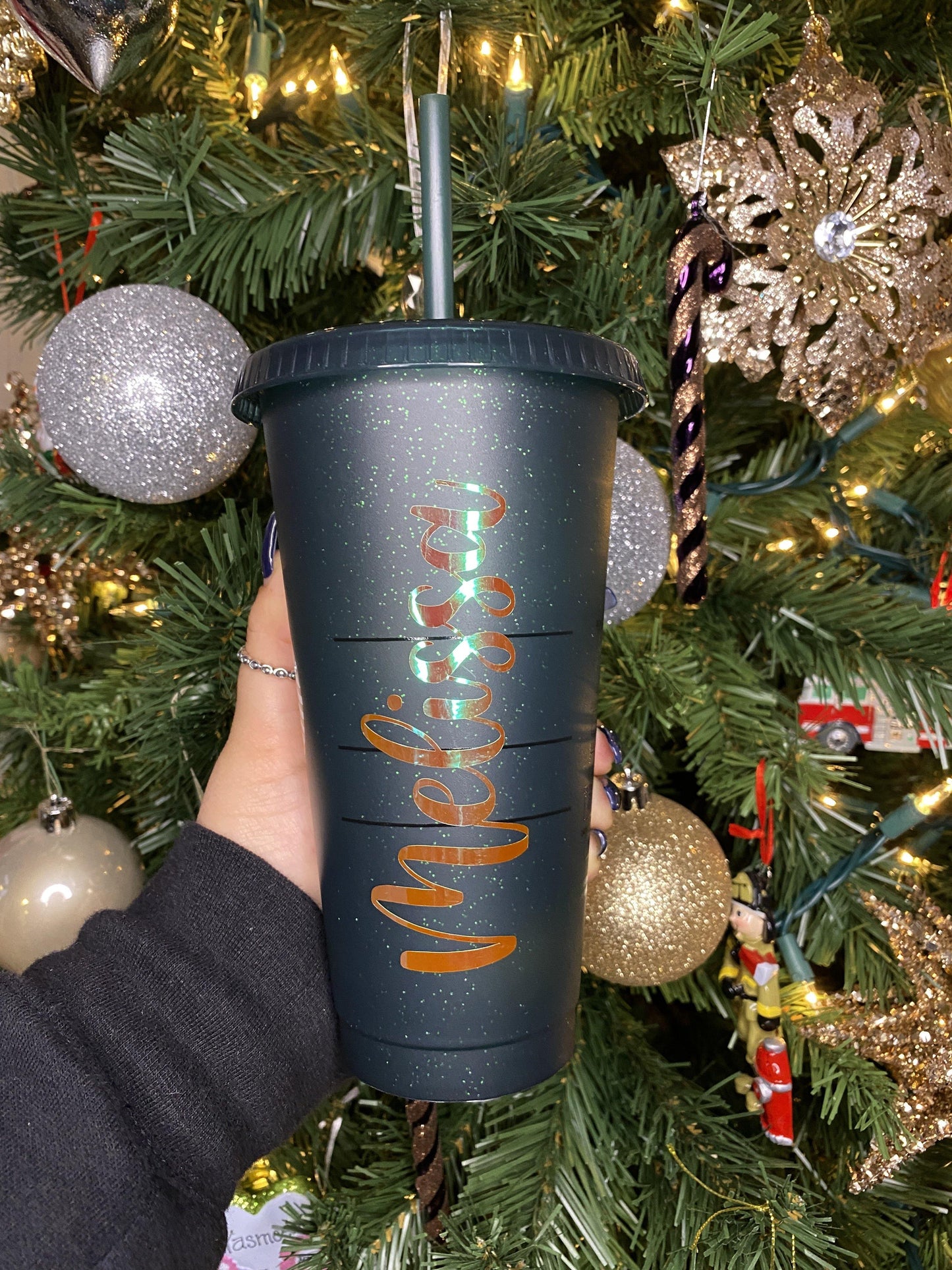 Limited Edition Forest Green Sparkle Personalized Name Starbucks Cold Cup. Custom Starbucks Hot and Cold cups. Choose from over 100 designs and colour combinations or customize your own. Toronto, ON, Canada. Ship Worldwide.