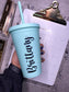 Custom Matte Mint Tumblers. Choose from over 100 designs or customize your own. Matte Tumblers come in Light Purple, Black, Pink, Light Blue, Mint, Coral, Peach, Aqua Blue, Tiffany Blue, Yellow, Purple and Light Pink. Can be personalized with your own fonts and colours of choice. Toronto, ON, Canada. Ship Worldwide.