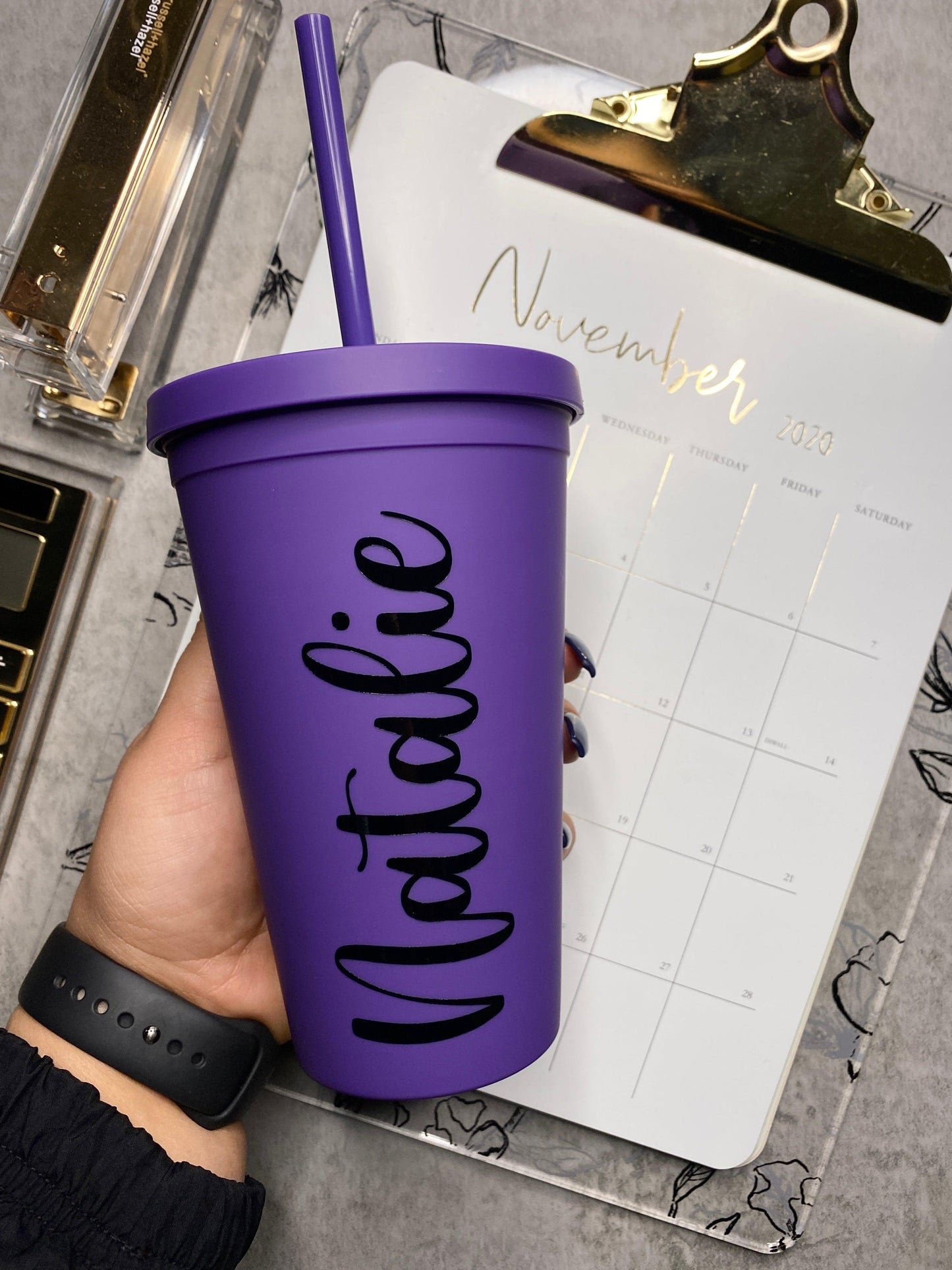 personalized skinny matte tumbler | name