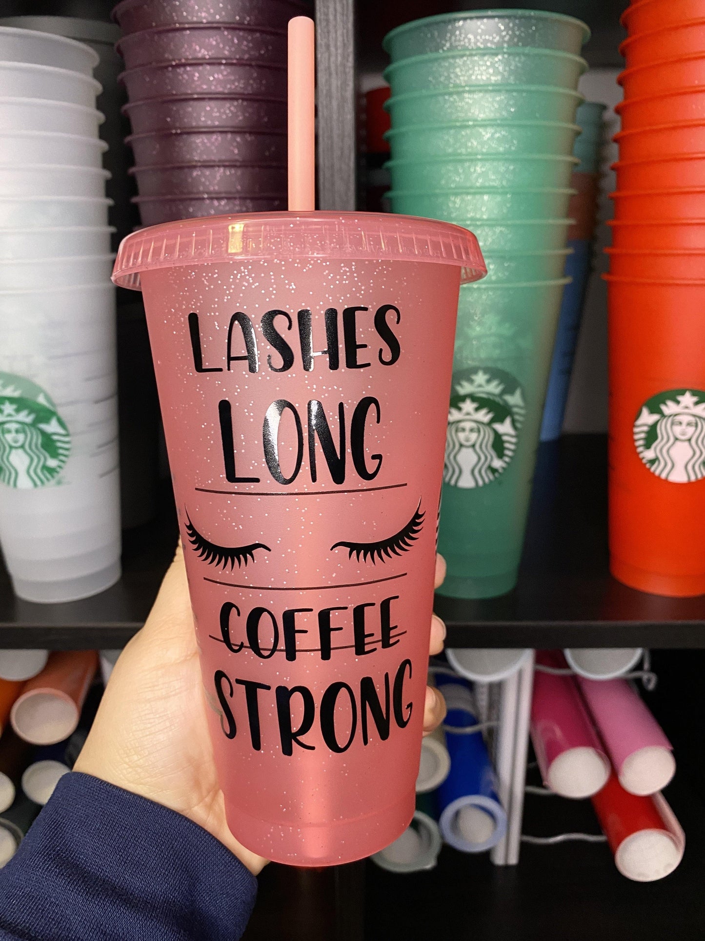 Limited Edition Lashes Long Coffee Strong Starbucks Cold Cup.Personalize with your Name. Custom Starbucks Hot and Cold cups. Choose from over 100 designs and colour combinations or customize your own. Toronto, ON, Canada. Ship Worldwide